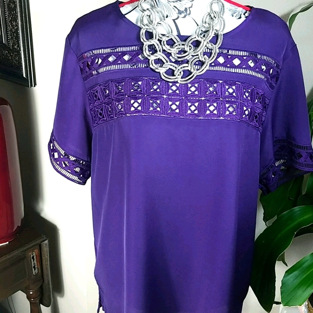 Anne Klein, 1-16, purple Tee, size XL - Picture 1 of 5